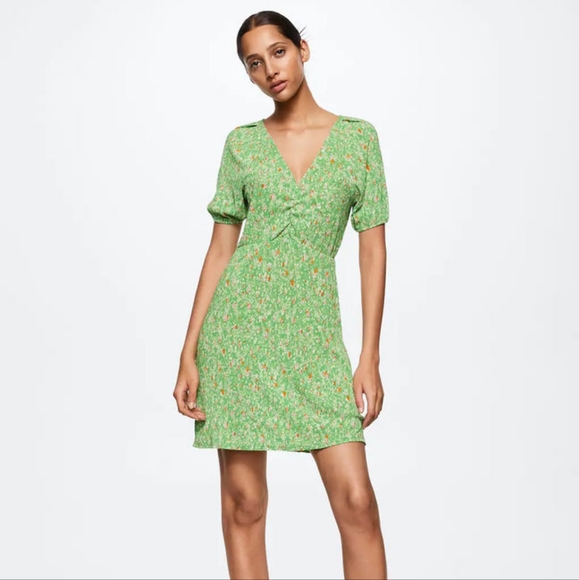 Mango NWOT Textured Floral Mini Dress - Picture 1 of 6